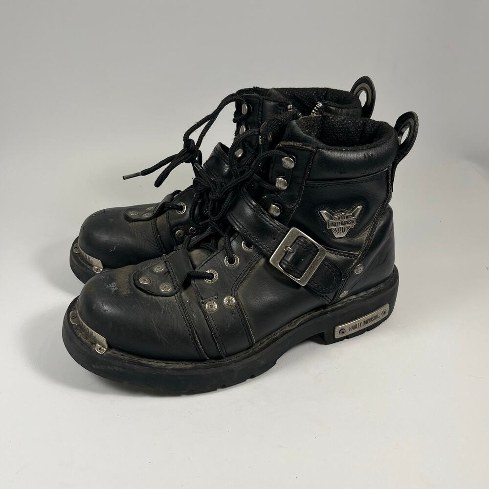 Harley Davidson Brake Buckle Mens Motorcycle Boots 9.5 Biker Grunge Heavyweight